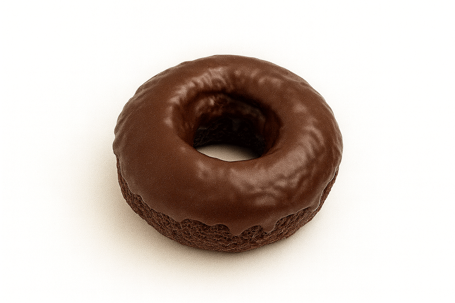 Chocolate Old Fashion donut with chocolate glaze on white background