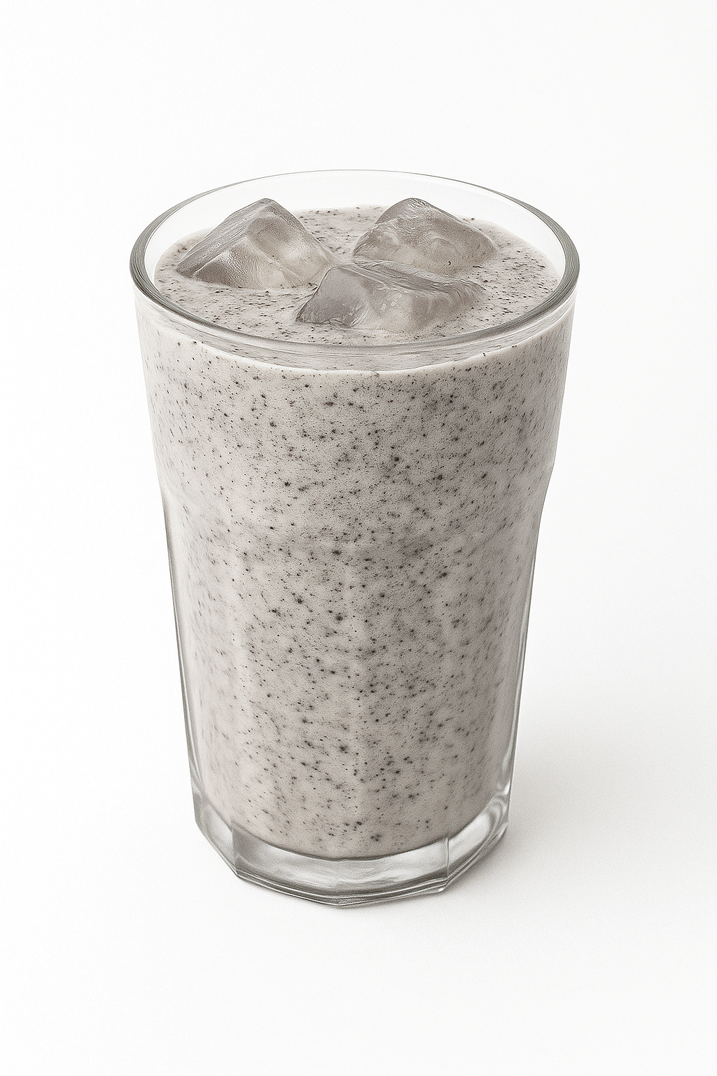Cookies and Cream blended drink in a tall glass with visible cookie specks and ice cubes, served at Neidas Palace Donut Shop